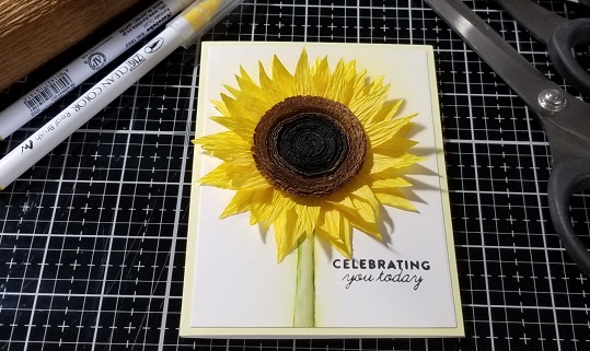 Crepe Paper Sunflower – Greeting Card